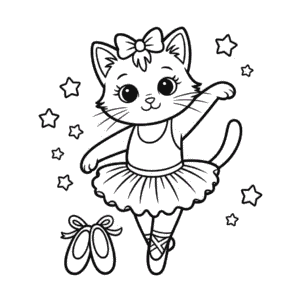 Ballerina Cat Coloring Page