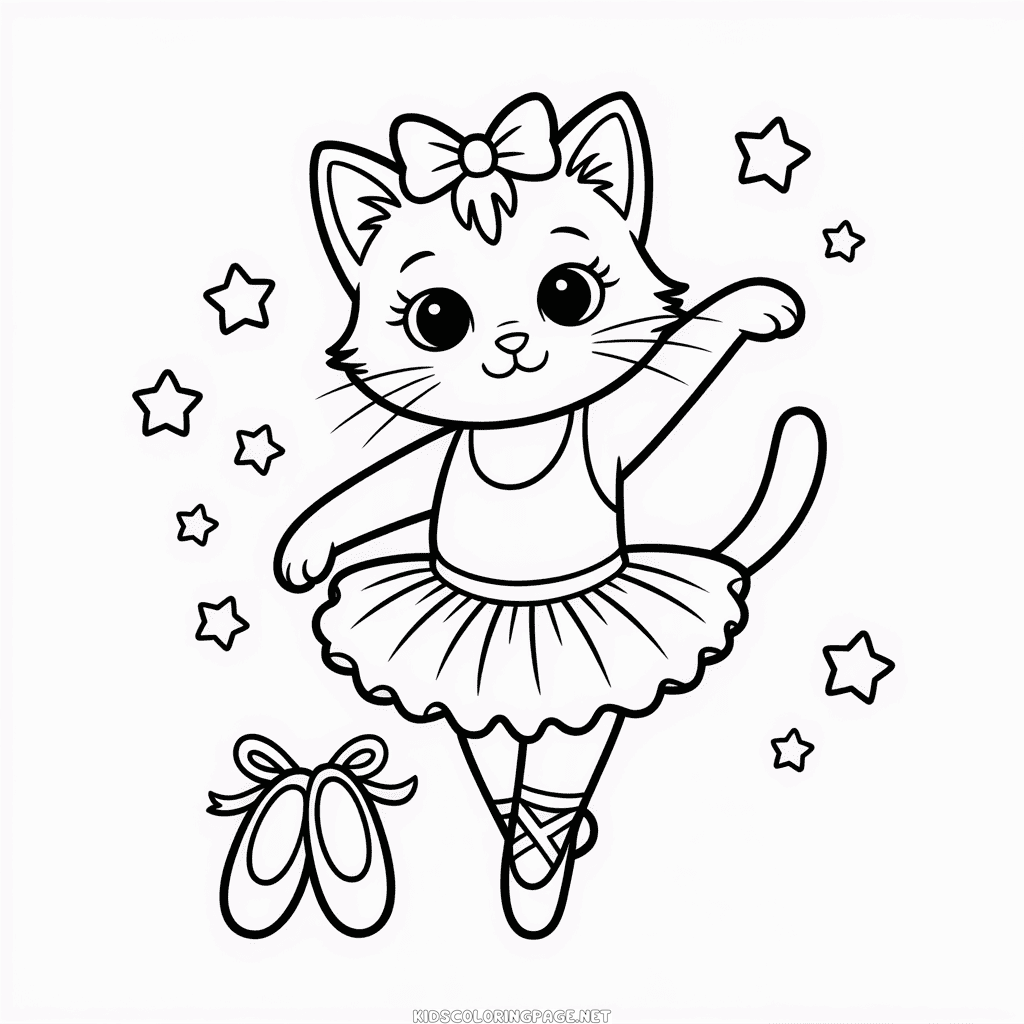 Ballerina Cat Coloring Page