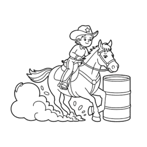 Barrel Rider and Horse Coloring Page