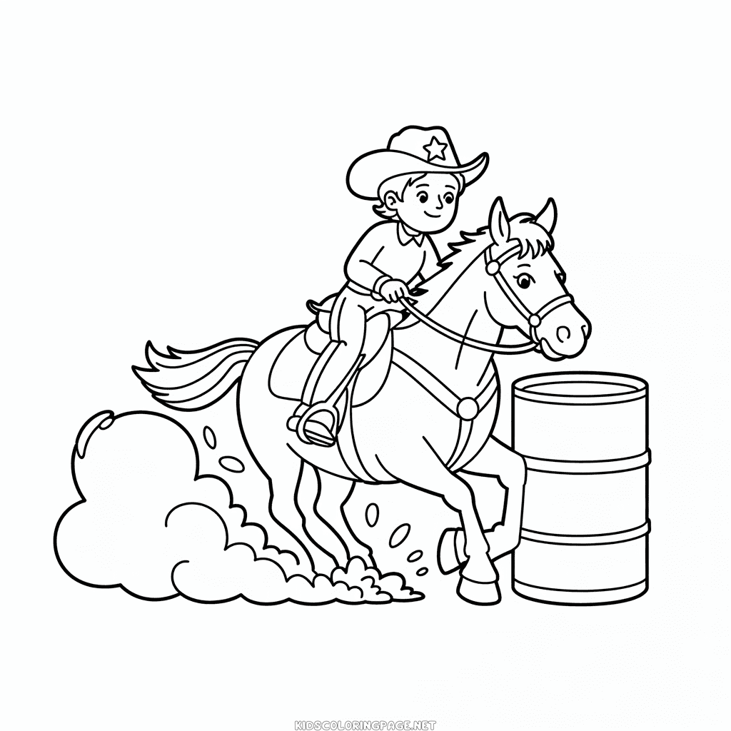 Barrel Rider and Horse Coloring Page