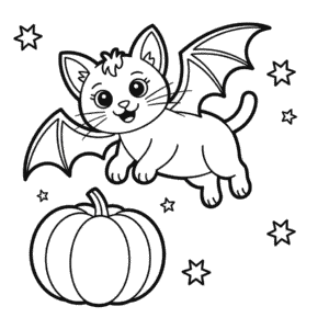 Bat Cat Coloring Page
