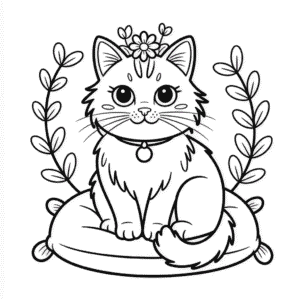 Beautiful Cat Coloring Page