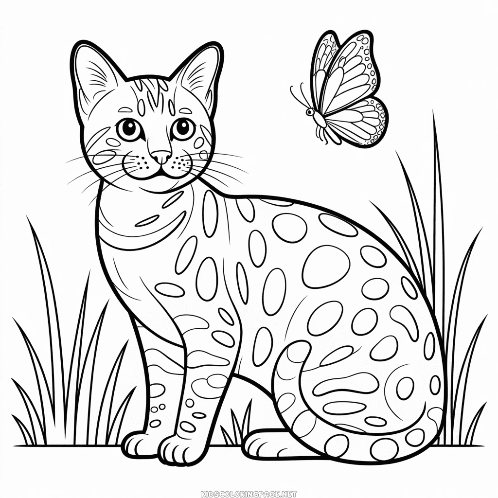 Bengal Cat Coloring Page