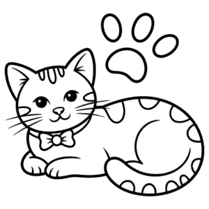 Black and White Cat Coloring Page
