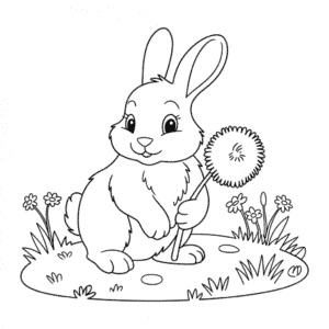 Black and White Rabbit Coloring Page