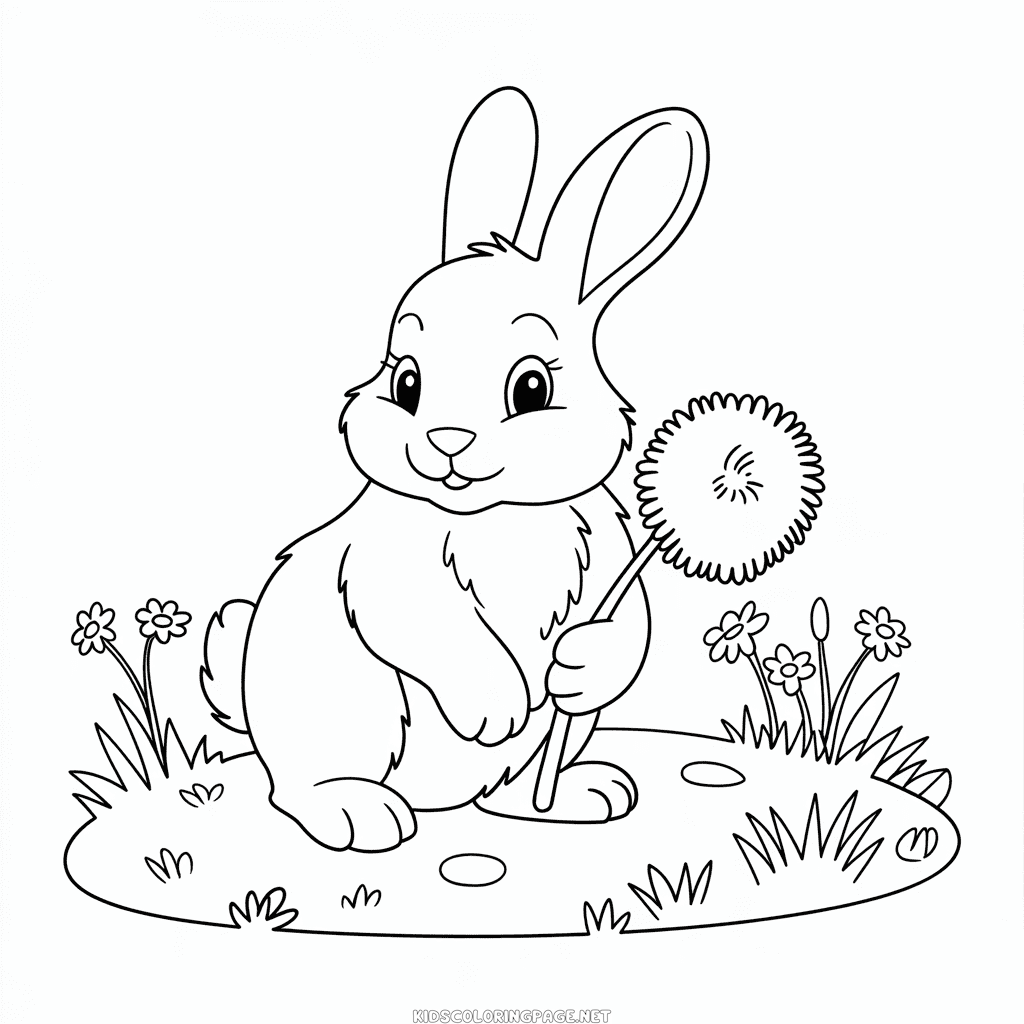 Black and White Rabbit Coloring Page