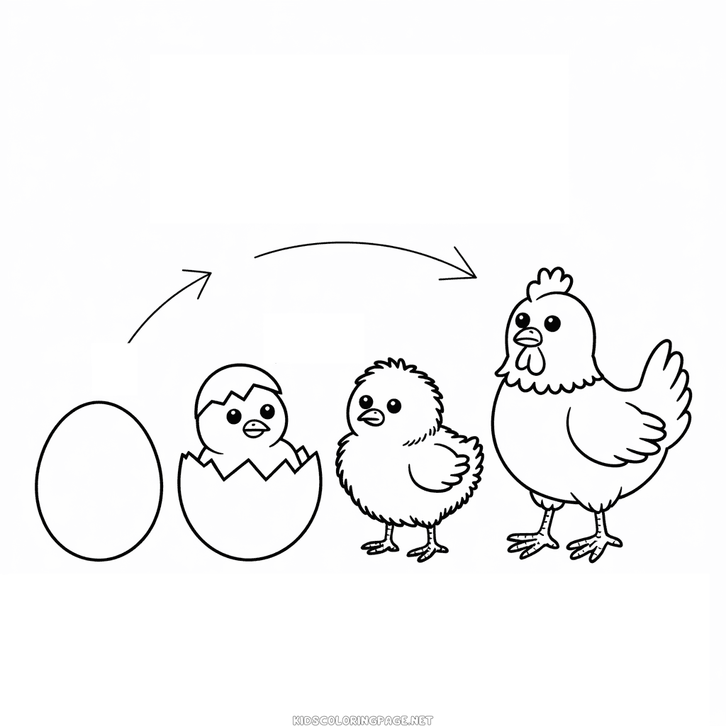 Chicken Life Cycle Coloring Page