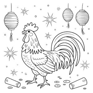 Chinese New Year Rooster Coloring Page