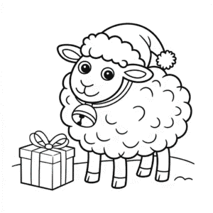 Christmas Sheep Coloring Page