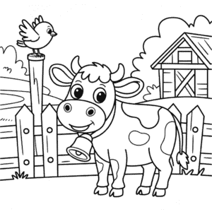 Cow on a Farm Coloring Page