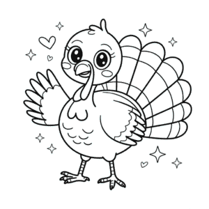 Cute Turkey Coloring Page
