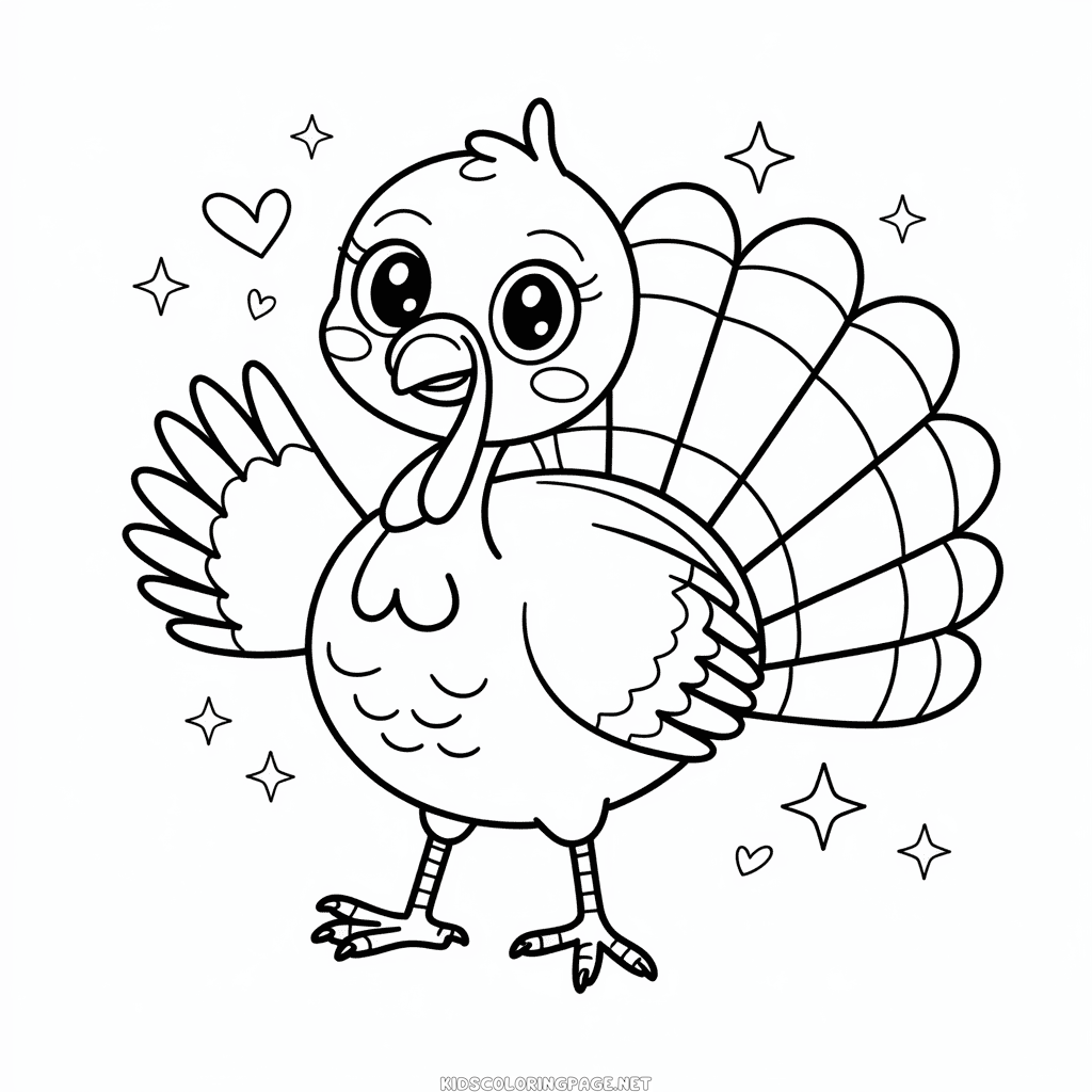 Cute Turkey Coloring Page