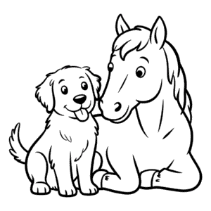 Dog and Horse Coloring Page