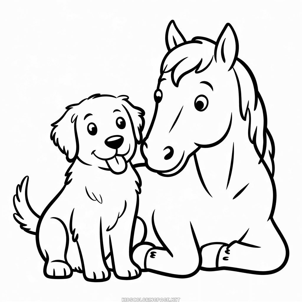 Dog and Horse Coloring Page