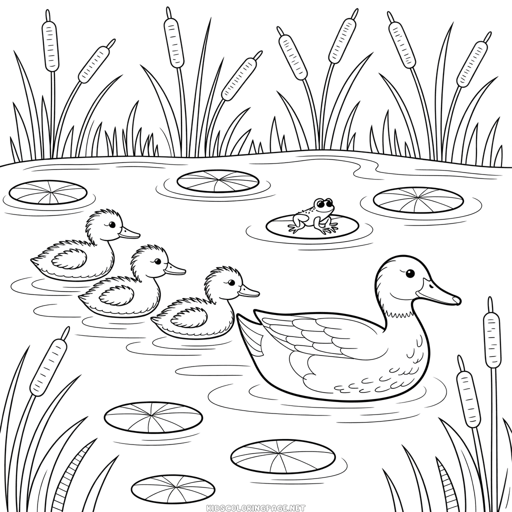 Duck Family Coloring Page