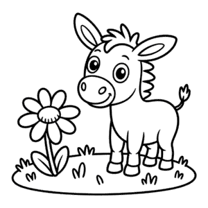 Easy Donkey Coloring Page
