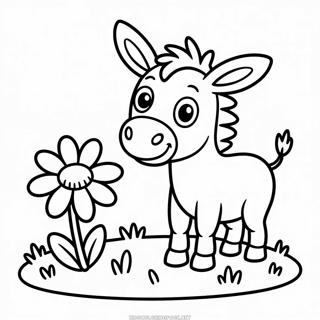 Easy Donkey Coloring Page