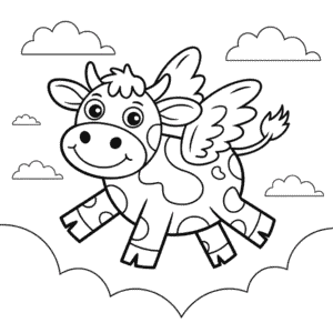 Flying Cow Coloring Page