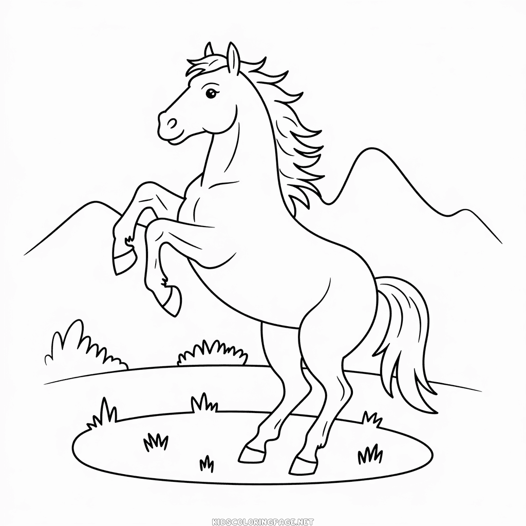 Horse on its Hind Legs Coloring Page