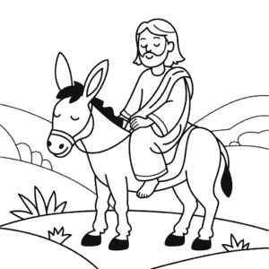 Jesus Riding Donkey Coloring Page