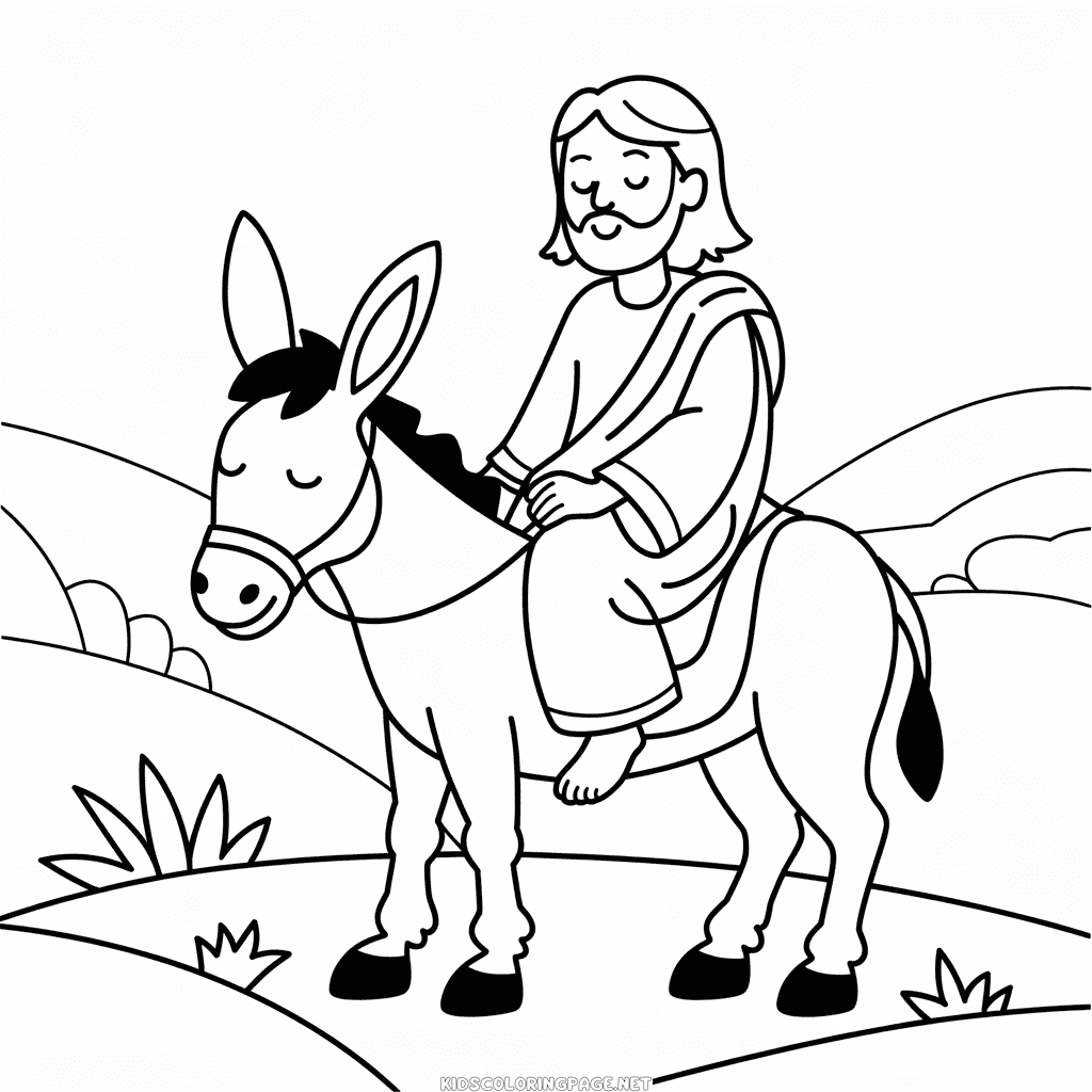 Jesus Riding Donkey Coloring Page