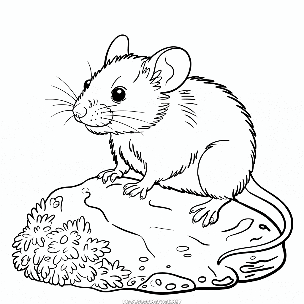 Realistic Mouse Coloring Page