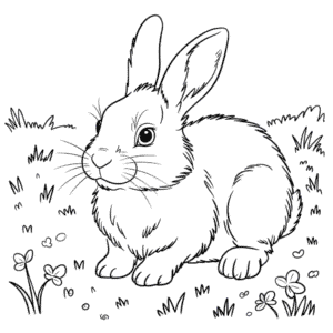 Realistic Rabbit Coloring Page
