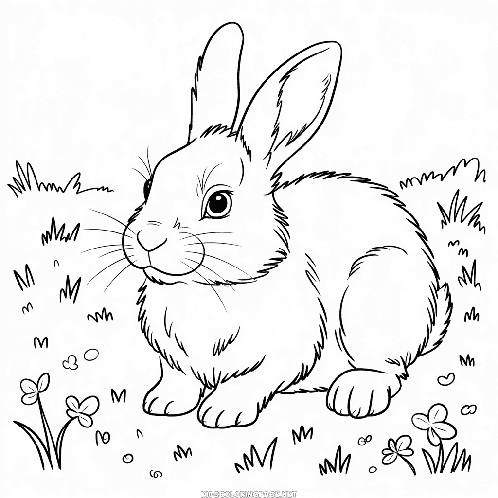 Realistic Rabbit Coloring Page