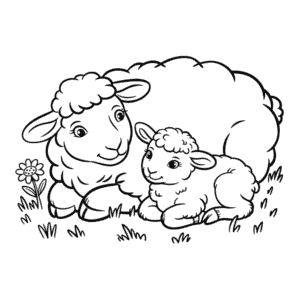 Sheep and Lamb Coloring Page