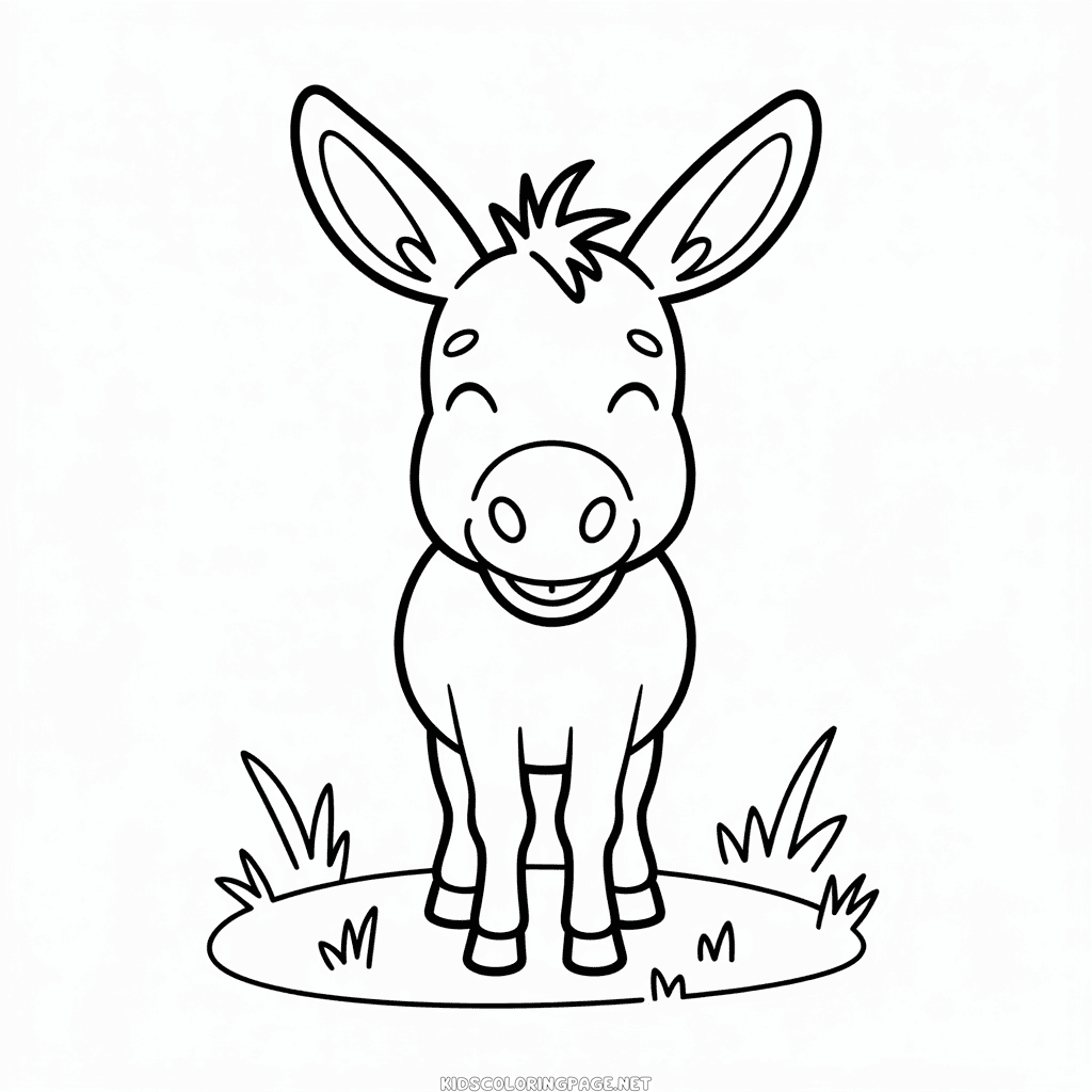 Smiley Donkey Coloring Page