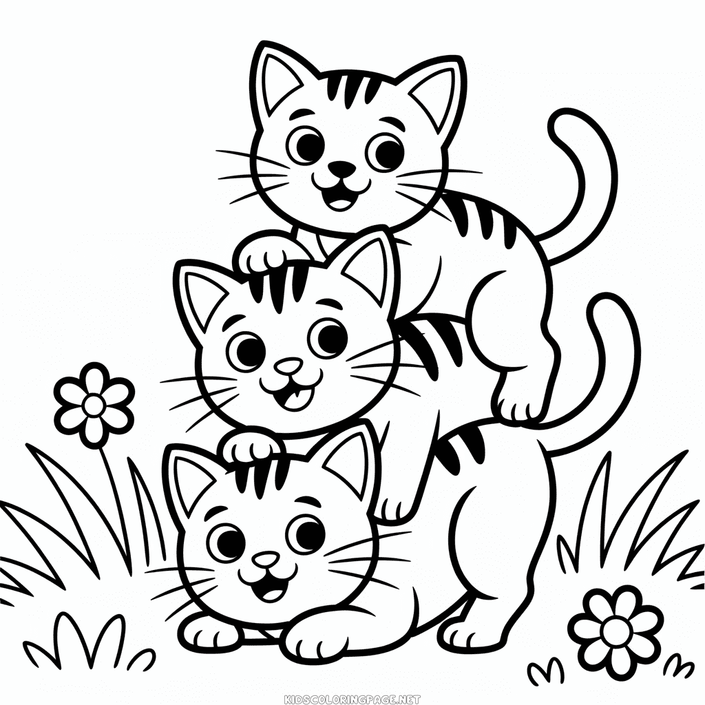 Three Cats Coloring Page