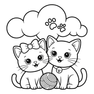 Two Cats Coloring Page