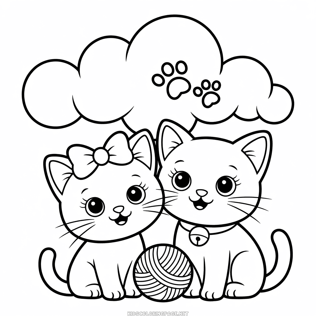 Two Cats Coloring Page