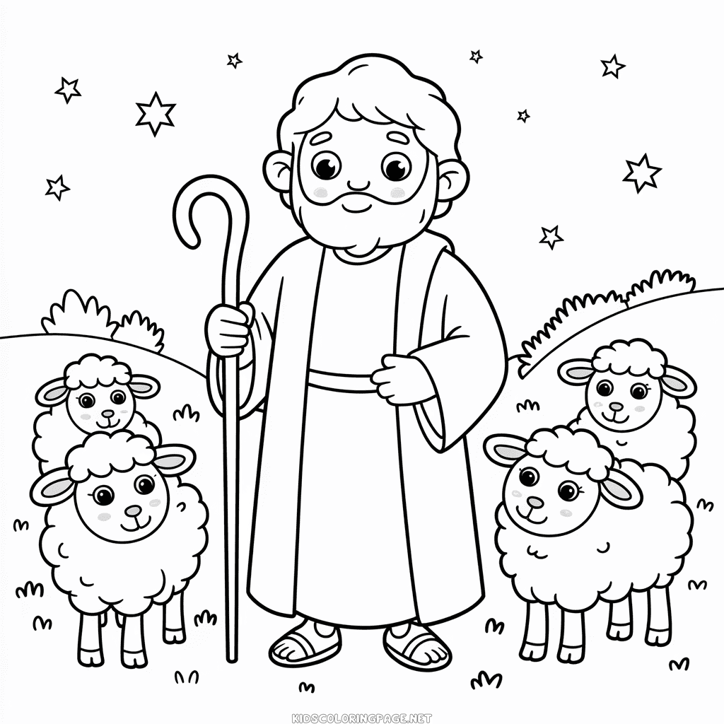 Abraham and Sheep Coloring Page