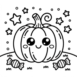 Adorable Cute Halloween Coloring Page