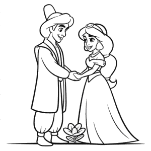 Aladdin and Jasmine Wedding Coloring Page