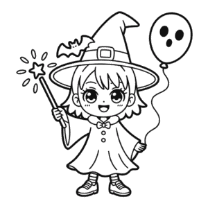Anime Halloween Coloring Page