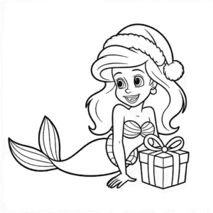 Ariel Christmas Coloring Page