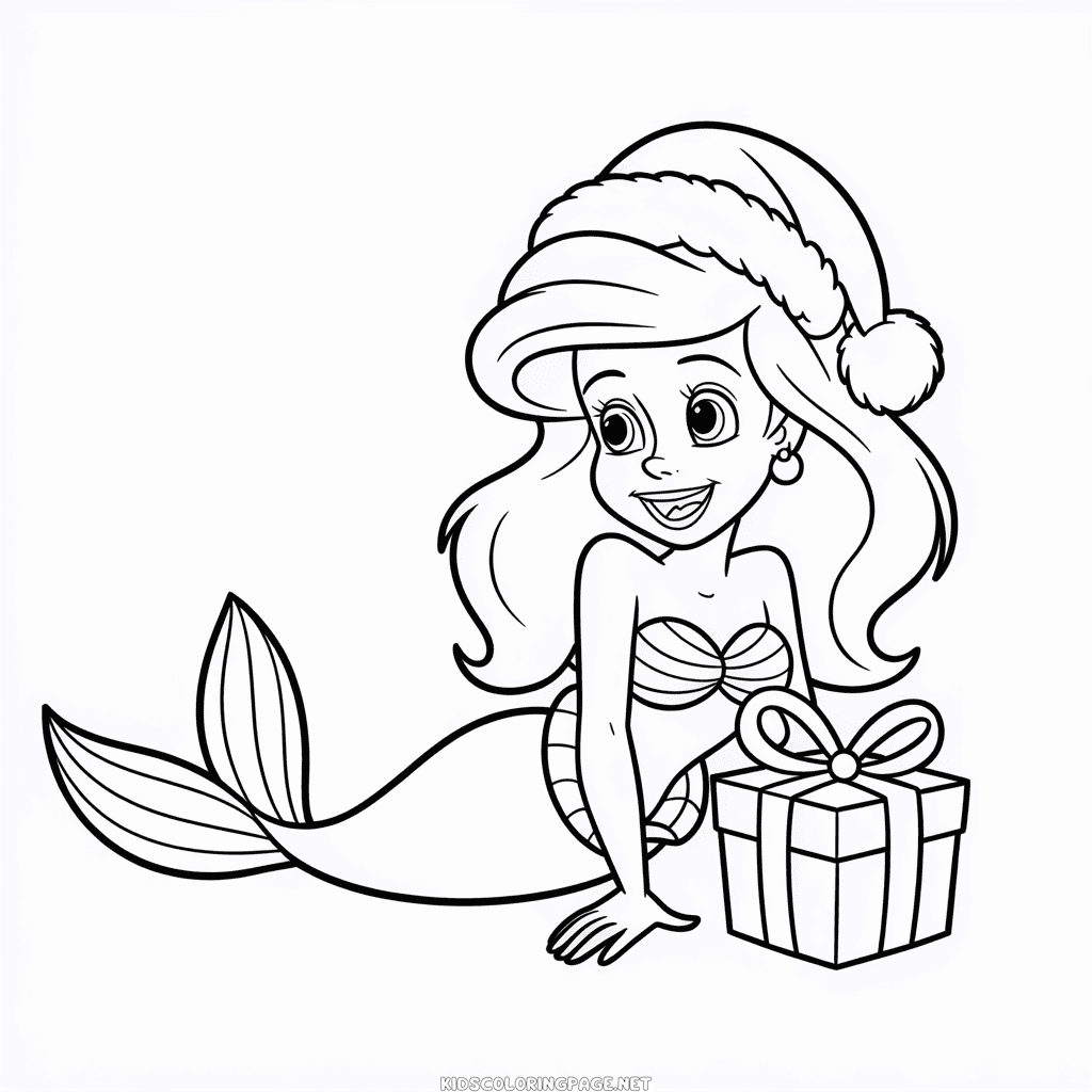 Ariel Christmas Coloring Page
