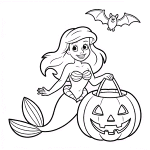 Ariel Halloween Coloring Page