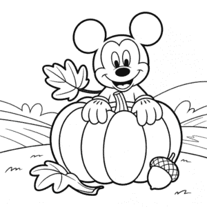 Autumn Mickey Coloring Page