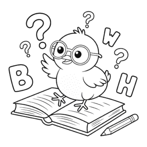 Baby Chick Learning Coloring Page