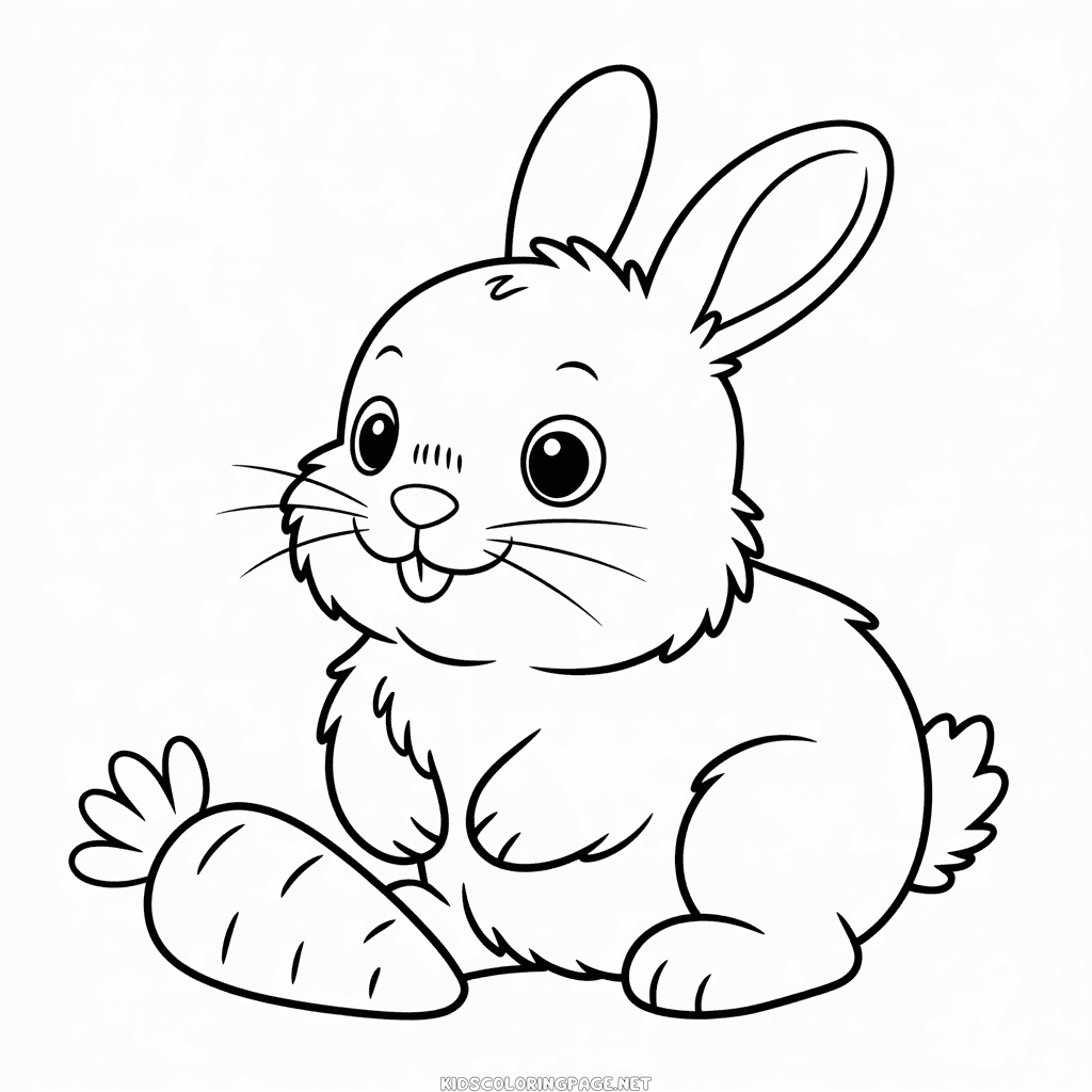 Baby Rabbit with Carrot Coloring Page
