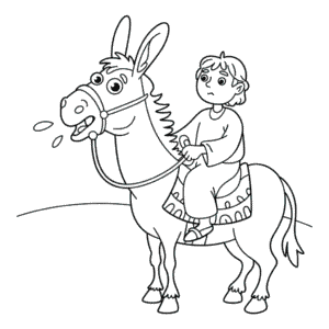 Balaam Sitting on Donkey Coloring Page