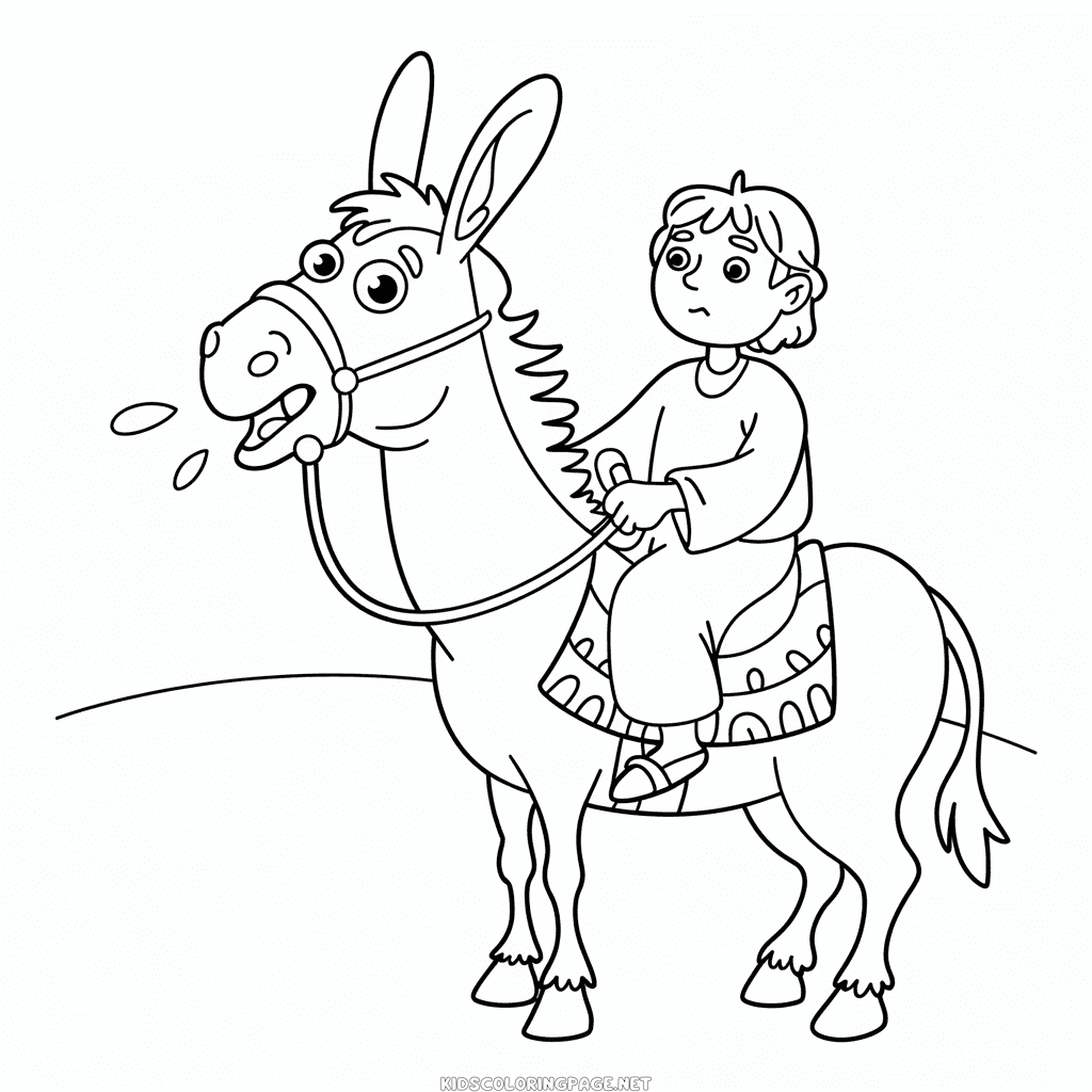 Balaam Sitting on Donkey Coloring Page