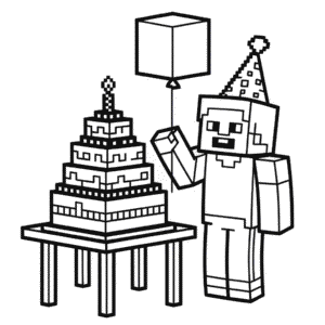 Birthday Minecraft Coloring Page