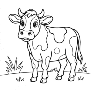 Black and White Cow Coloring Page