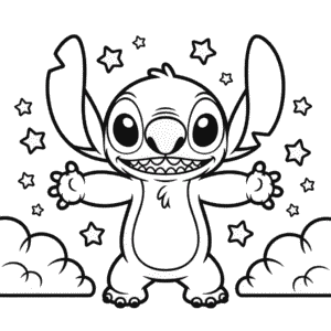 Black and White Stitch Coloring Page