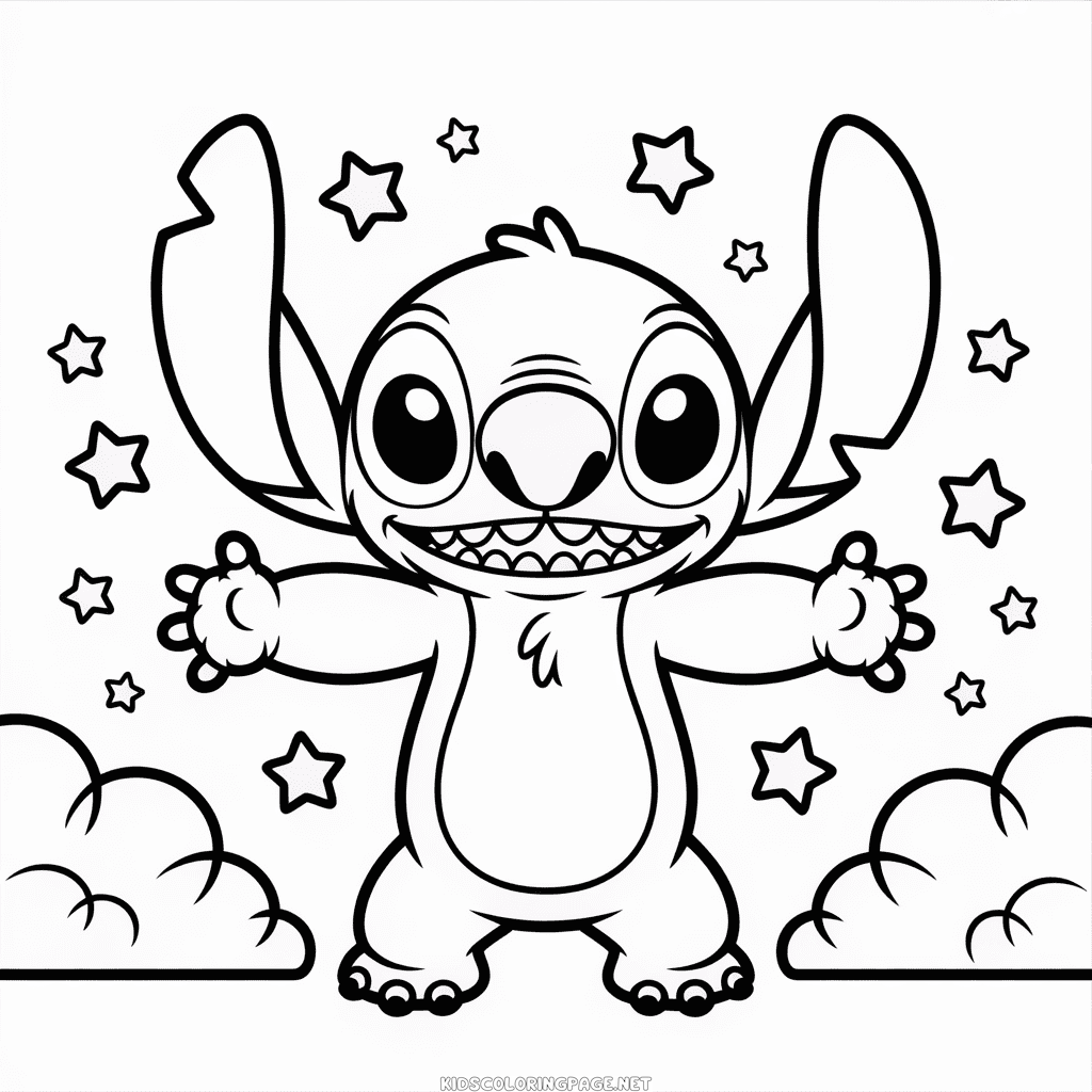 Black and White Stitch Coloring Page