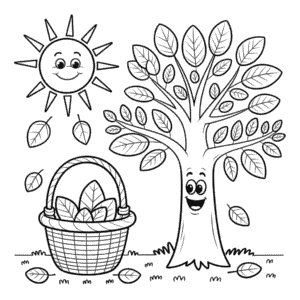 Cartoon Fall Coloring Page
